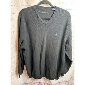 Tommy Bahama V-Neck Sweater‎ Cotton Blend Ribbed Knit Pullover XL